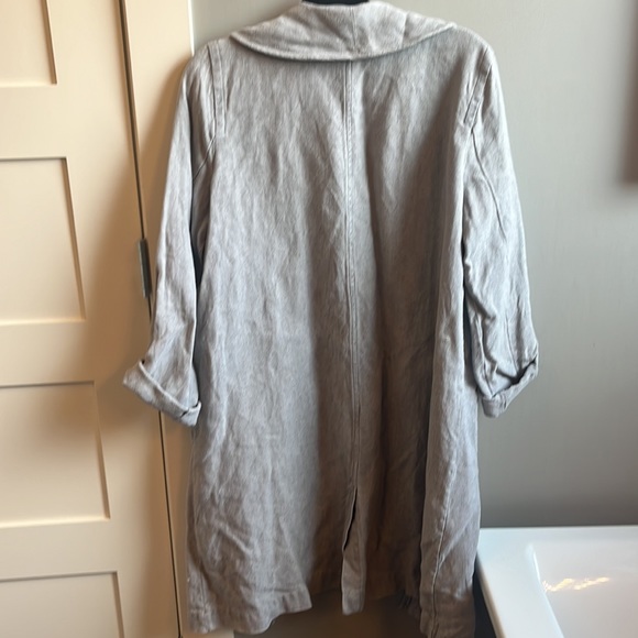 Eileen Fisher M medium gray 100% organic linen long jacket - Picture 5 of 6